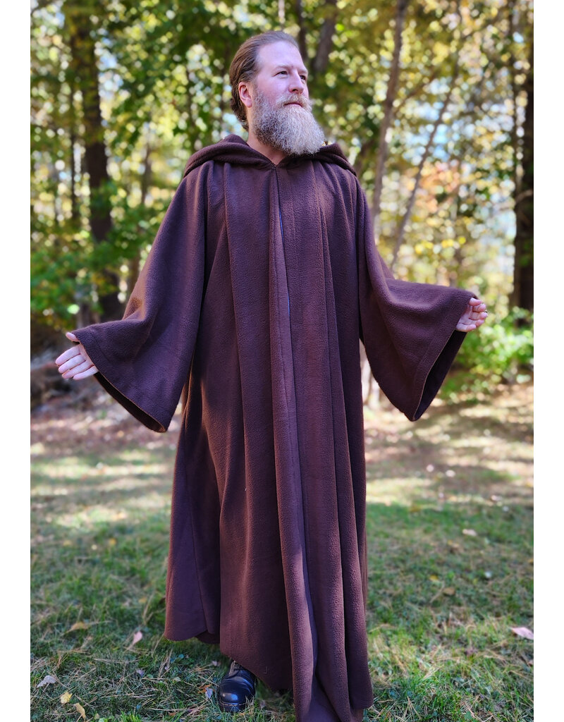 Cloakmakers.com R569-Washable Long Brown Fleece Robe w/ Hook & Eye Closure