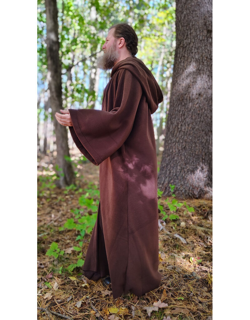 Cloakmakers.com R569-Washable Long Brown Fleece Robe w/ Hook & Eye Closure