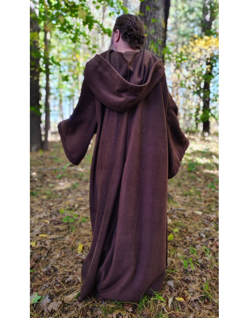 Cloakmakers.com R569-Washable Long Brown Fleece Robe w/ Hook & Eye Closure