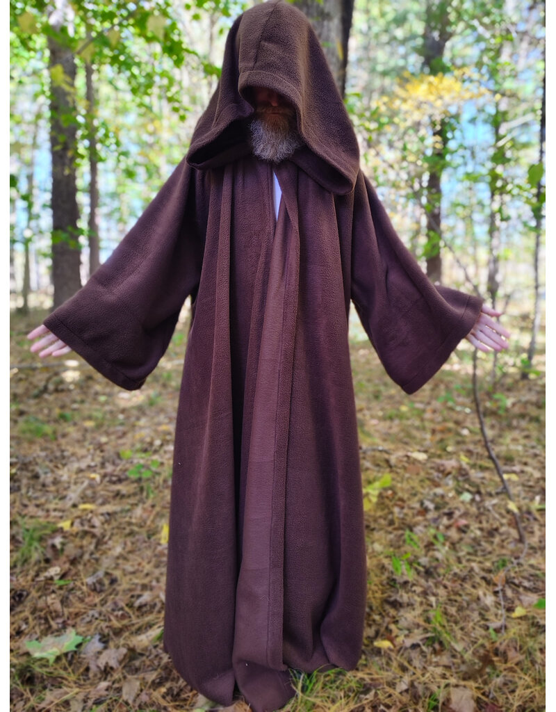 Cloakmakers.com R569-Washable Long Brown Fleece Robe w/ Hook & Eye Closure