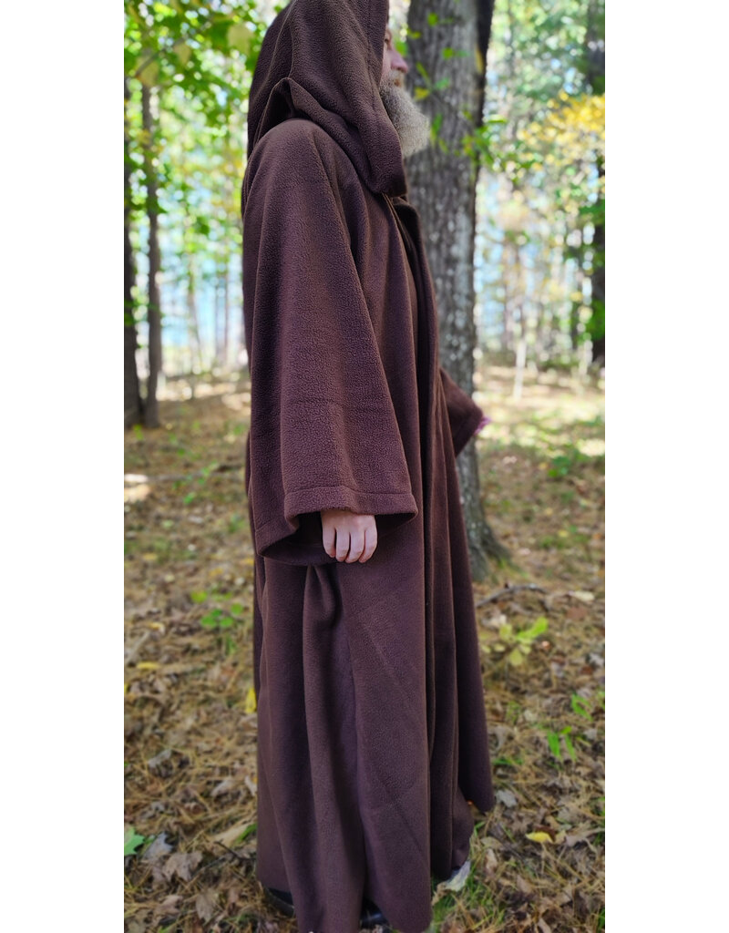 Cloakmakers.com R569-Washable Long Brown Fleece Robe w/ Hook & Eye Closure