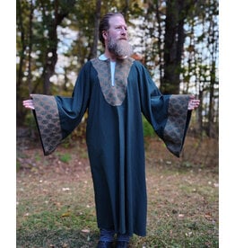 Cloakmakers.com G1199-Washable Green Wool Blend Gown w/ Brocade Drop Sleeves