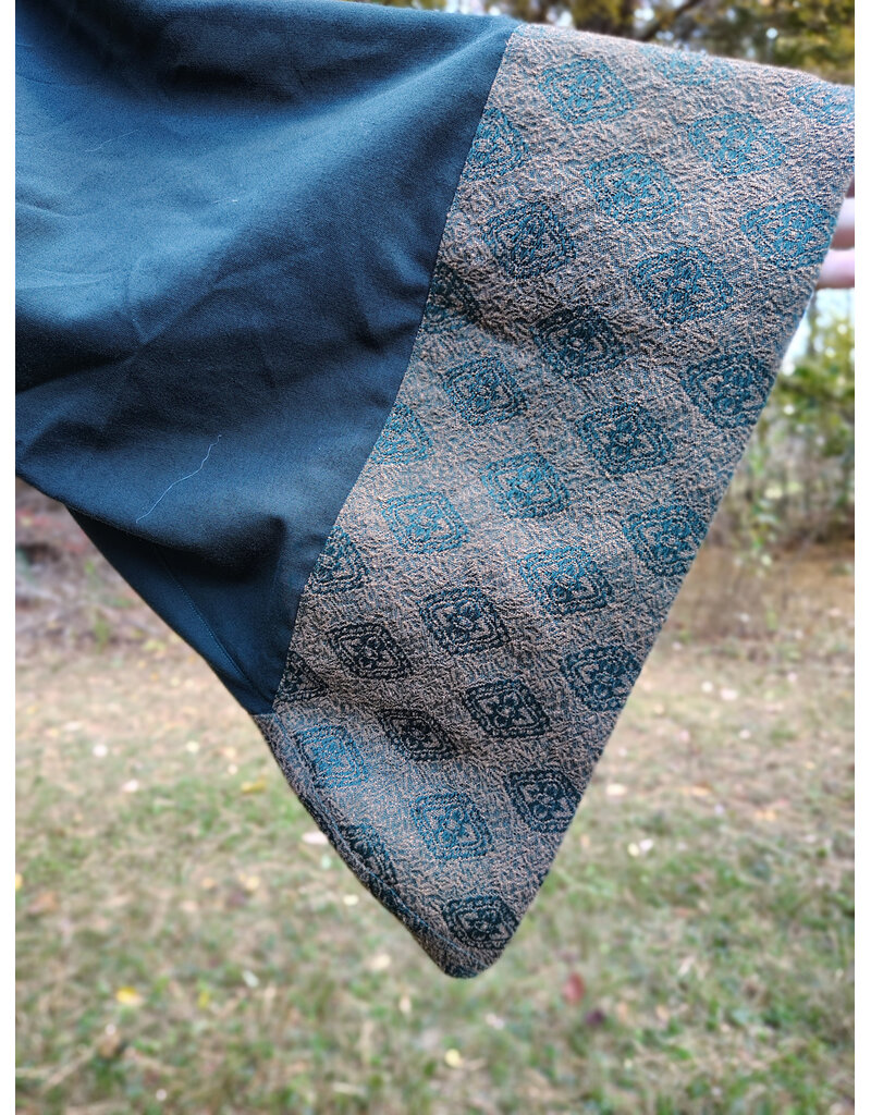 Cloakmakers.com G1199-Washable Green Wool Blend Gown w/ Brocade Drop Sleeves