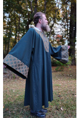Cloakmakers.com G1199-Washable Green Wool Blend Gown w/ Brocade Drop Sleeves