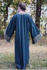 Cloakmakers.com G1199-Washable Green Wool Blend Gown w/ Brocade Drop Sleeves