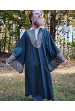 Cloakmakers.com G1199-Washable Green Wool Blend Gown w/ Brocade Drop Sleeves