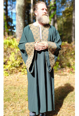 Cloakmakers.com G1199-Washable Green Wool Blend Gown w/ Brocade Drop Sleeves