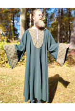 Cloakmakers.com G1199-Washable Green Wool Blend Gown w/ Brocade Drop Sleeves