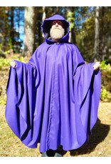 Cloakmakers.com 5865-Purple Wool Blend Cloak w/ Black Velvet Hood Lining & Silver Toned Clasp