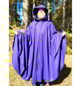 Cloakmakers.com 5865-Purple Wool Blend Cloak w/ Black Velvet Hood Lining & Silver Toned Clasp