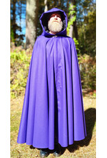 Cloakmakers.com 5865-Purple Wool Blend Cloak w/ Black Velvet Hood Lining & Silver Toned Clasp