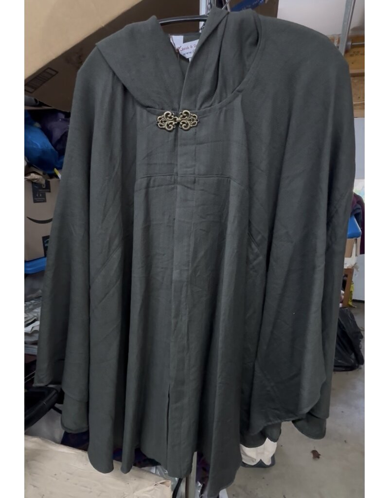 Cloakmakers.com 5768-Washable Short Dark Green Ranger Cloak w/ Bronze Toned Clasp
