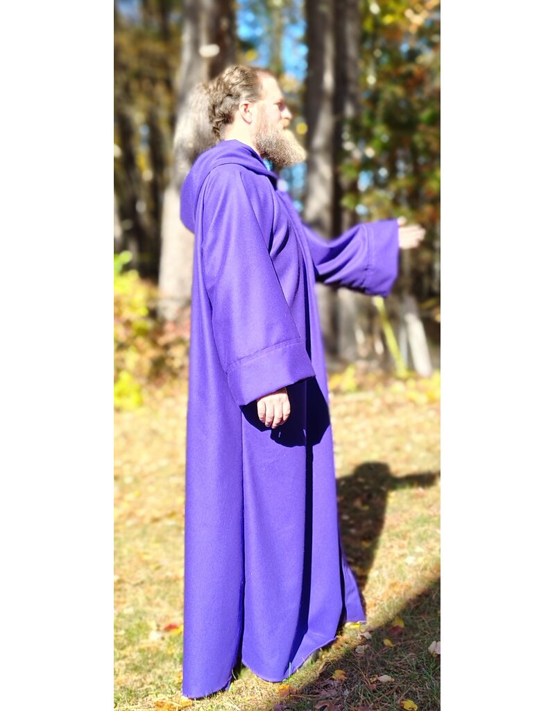 Cloakmakers.com R568-Purple Wool Blend Robe w/ Black Velvet Hood Lining & Silver Toned Clasp