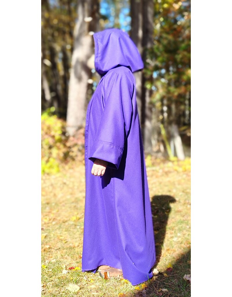Cloakmakers.com R568-Purple Wool Blend Robe w/ Black Velvet Hood Lining & Silver Toned Clasp