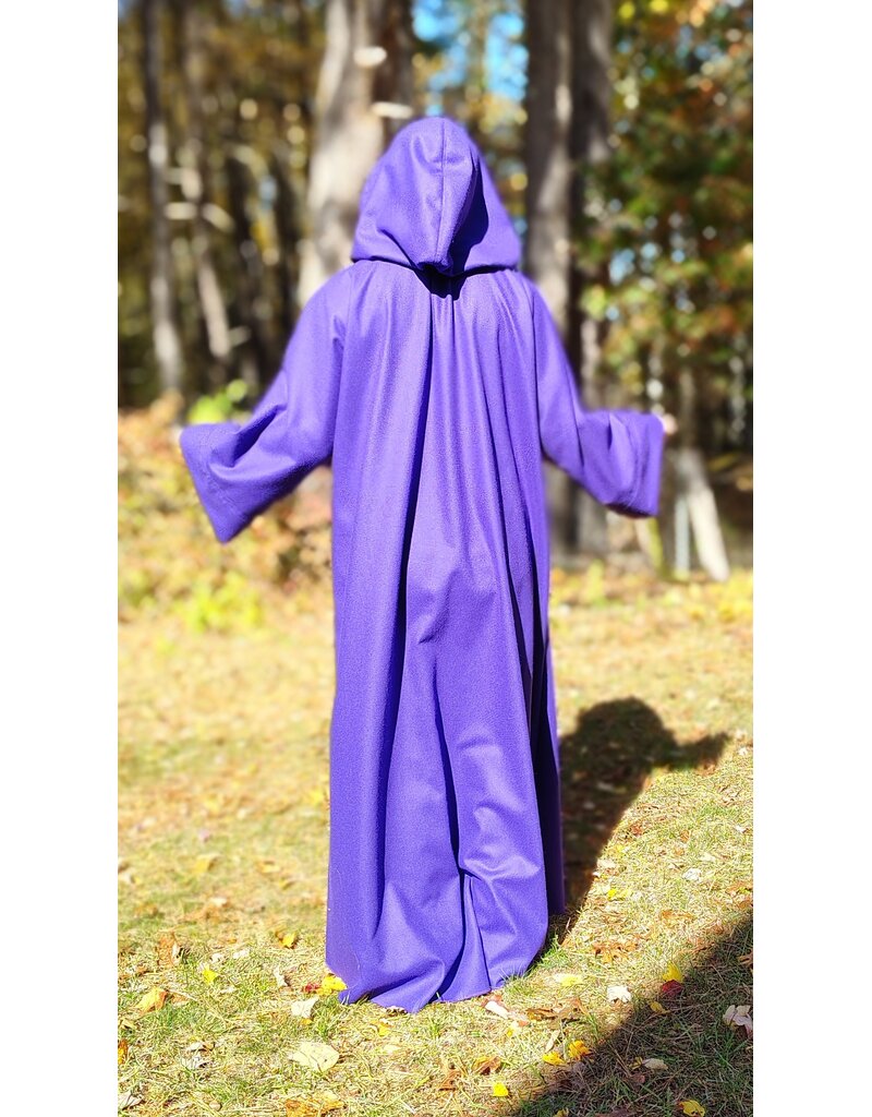Cloakmakers.com R568-Purple Wool Blend Robe w/ Black Velvet Hood Lining & Silver Toned Clasp