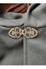 Cloakmakers.com 5866-Dark Forest Green Wool Blend Cloak w/ Brown Faux Suede Hood Lining & Pockets