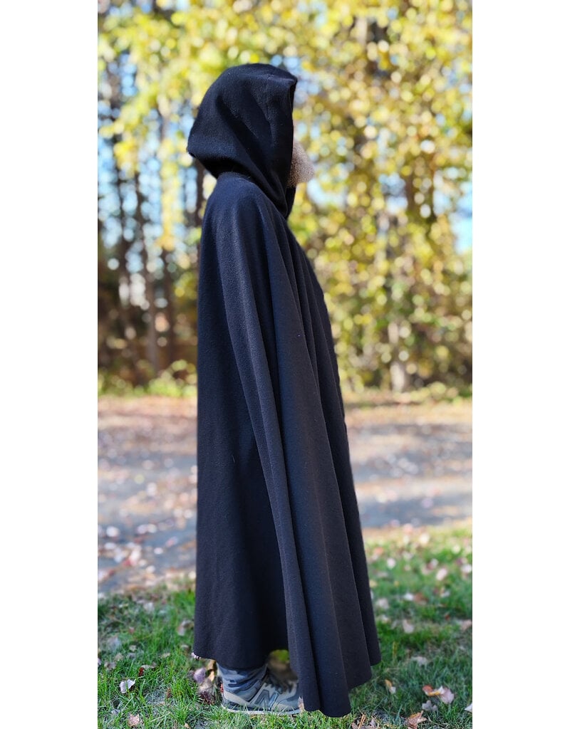 Cloakmakers.com 5867-Washable Black Wool Cloak w/ Triple Medallion Clasp
