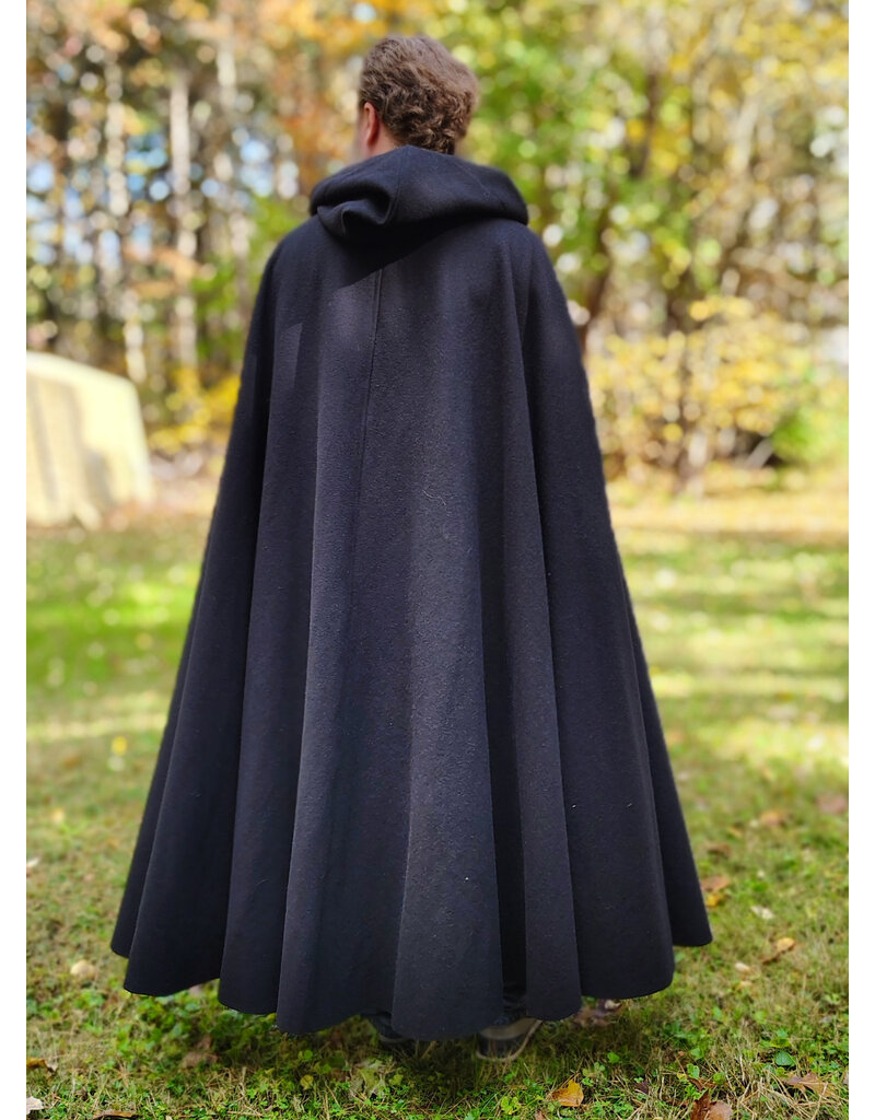 Cloakmakers.com 5867-Washable Black Wool Cloak w/ Triple Medallion Clasp