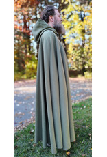 Cloakmakers.com 5868-Sage Green Wool Blend Cloak w/ Tan Faux Suede Hood Lining & Horse and Clover Clasp