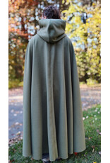Cloakmakers.com 5868-Sage Green Wool Blend Cloak w/ Tan Faux Suede Hood Lining & Horse and Clover Clasp