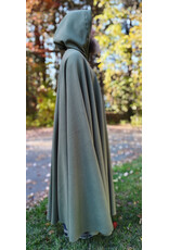 Cloakmakers.com 5868-Sage Green Wool Blend Cloak w/ Tan Faux Suede Hood Lining & Horse and Clover Clasp