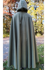 Cloakmakers.com 5868-Sage Green Wool Blend Cloak w/ Tan Faux Suede Hood Lining & Horse and Clover Clasp