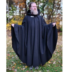 Cloakmakers.com 5869-Washable Long Black Wool Cloak w/ Triple Medallion Clasp