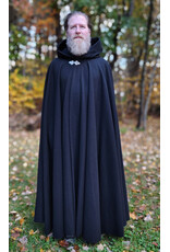 Cloakmakers.com 5869-Washable Long Black Wool Cloak w/ Triple Medallion Clasp