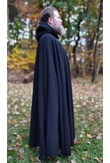 Cloakmakers.com 5869-Washable Long Black Wool Cloak w/ Triple Medallion Clasp