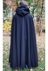 Cloakmakers.com 5869-Washable Long Black Wool Cloak w/ Triple Medallion Clasp