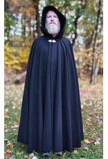 Cloakmakers.com 5869-Washable Long Black Wool Cloak w/ Triple Medallion Clasp