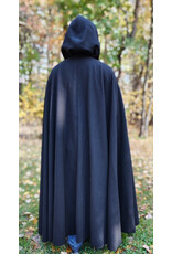 Cloakmakers.com 5869-Washable Long Black Wool Cloak w/ Triple Medallion Clasp