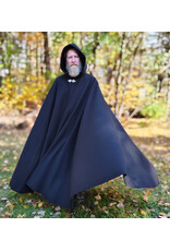 Cloakmakers.com 5869-Washable Long Black Wool Cloak w/ Triple Medallion Clasp