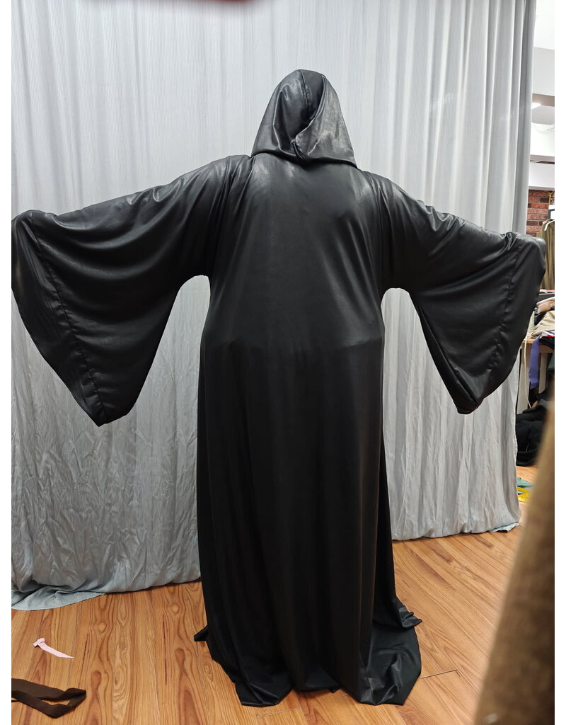 Cloakmakers.com R570-Washable Black Stretch Faux Lambskin Pullover Robe