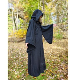 Cloakmakers.com R572-Washable Black Wool Robe w/ Drop Sleeves & Pockets