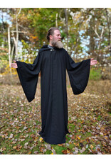Cloakmakers.com R572-Washable Black Wool Robe w/ Drop Sleeves & Pockets