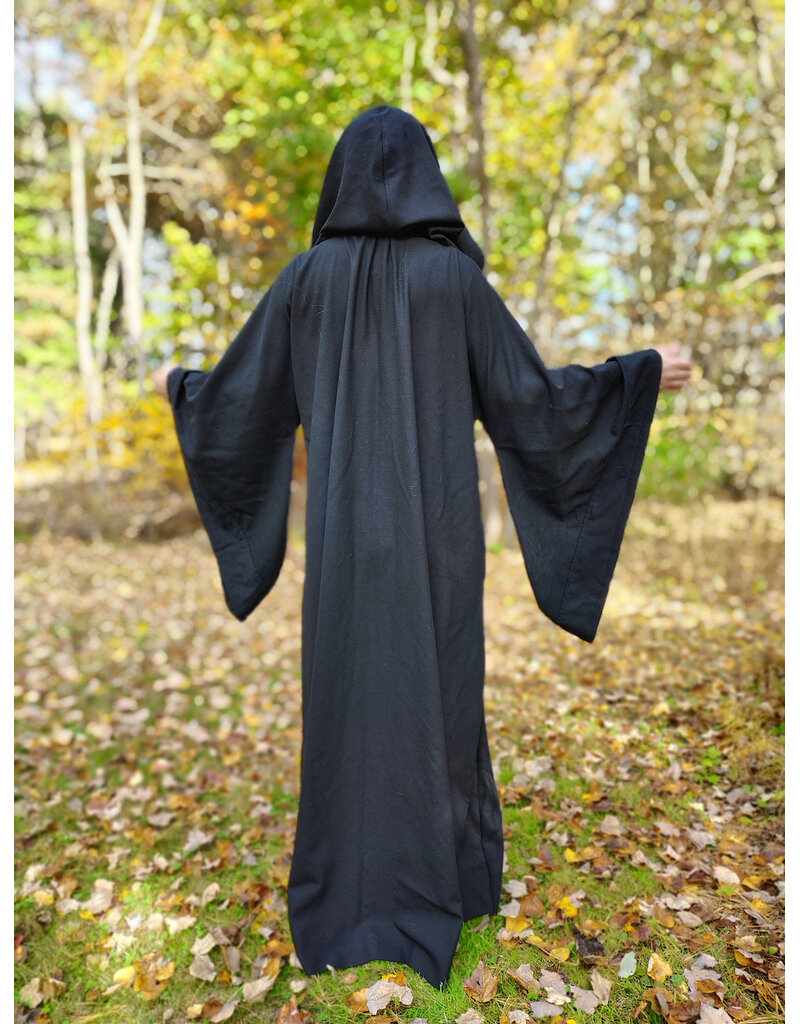 Cloakmakers.com R572-Washable Black Wool Robe w/ Drop Sleeves & Pockets