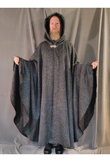 Cloakmakers.com 5871-Green & Silver Basket Weave Twill Cloak w/ Gothic Rose Clasp