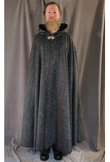 Cloakmakers.com 5871-Green & Silver Basket Weave Twill Cloak w/ Gothic Rose Clasp