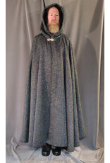 Cloakmakers.com 5871-Green & Silver Basket Weave Twill Cloak w/ Gothic Rose Clasp