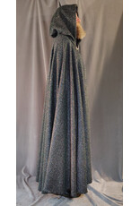 Cloakmakers.com 5871-Green & Silver Basket Weave Twill Cloak w/ Gothic Rose Clasp