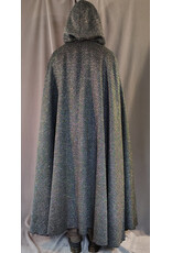Cloakmakers.com 5871-Green & Silver Basket Weave Twill Cloak w/ Gothic Rose Clasp
