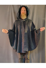 Cloakmakers.com 5872-Green & Silver Basket Weave Twill Ruana Cloak w/ Green Velvet Hood Lining