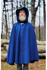 Cloakmakers.com 5875-Washable Blue Wool Blend Cloak w/ Black Velvet Hood Lining & Gothic Rose Clasp