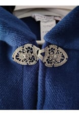 Cloakmakers.com 5875-Washable Blue Wool Blend Cloak w/ Black Velvet Hood Lining & Gothic Rose Clasp