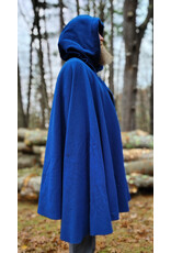 Cloakmakers.com 5875-Blue Wool Blend Cloak w/ Black Velvet Hood Lining & Gothic Rose Clasp, washable