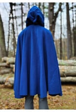 Cloakmakers.com 5875-Washable Blue Wool Blend Cloak w/ Black Velvet Hood Lining & Gothic Rose Clasp