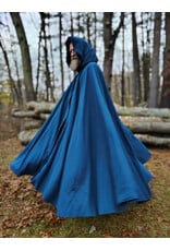 Cloakmakers.com 5876-Washable Blue Teal Wool Blend Cloak w/ Black Velvet Hood Lining
