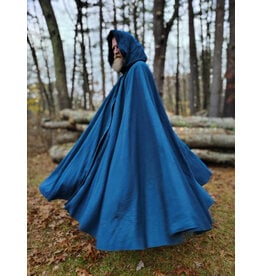 Cloakmakers.com 5876-Washable Blue Teal Wool Blend Cloak w/ Black Velvet Hood Lining