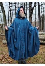 Cloakmakers.com 5876-Washable Blue Teal Wool Blend Cloak w/ Black Velvet Hood Lining